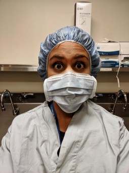 Operating room mask and scrub dietitian